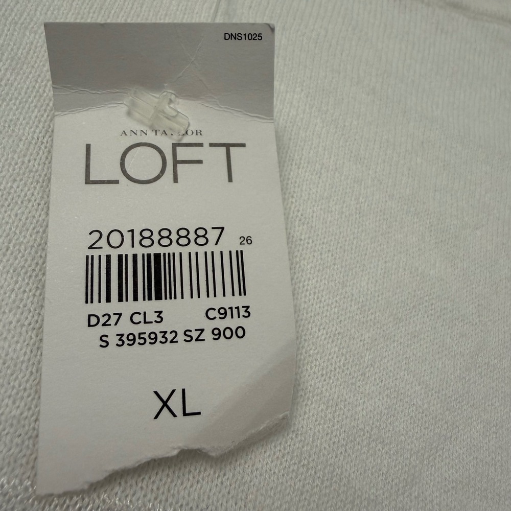 Ann Taylor LOFT White Textured Stripe Knit Sweater XL New 395932 - Picture 3 of 7